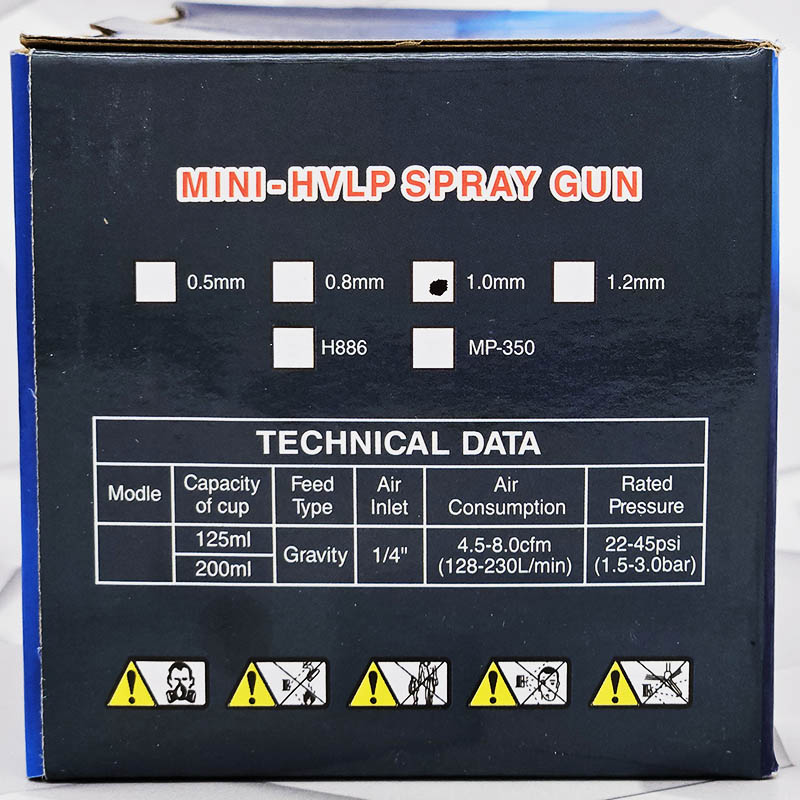 Краскопульт MFZ mini 887 HVLP 1,0мм. с верхним бачком 125мл
